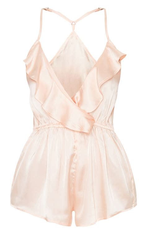 Pale Pink Satin Frill Teddy Prettylittlething Usa
