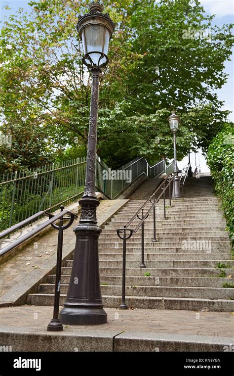 Paris Montmartre Escalier Escaliers Pour Atteindre Le Sacré Cœur Photo