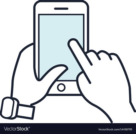 Line Smartphone Icon Mobile Phone In Hand Vector Image