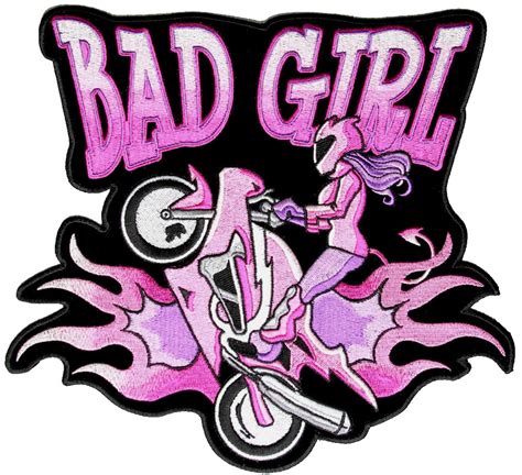 Bad Girl Motorcycle Wheeley Embroidered Lady Biker Patch Quality