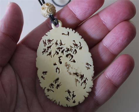 Antique Chinese Carved Ivory Pendant Iris 470713