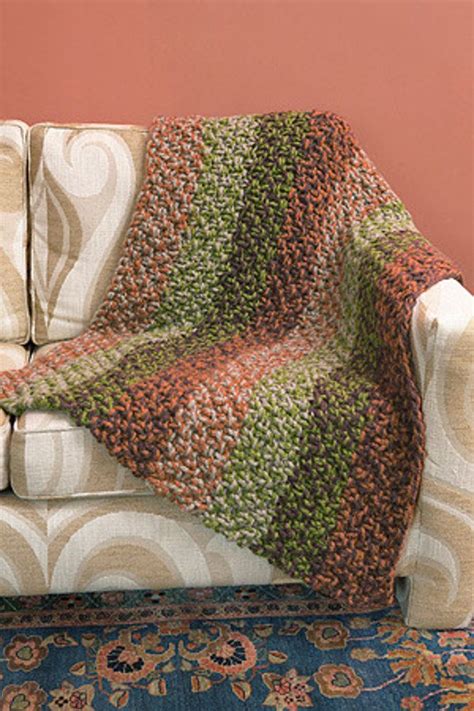 Spiced Knit Afghan In Lion Brand Wool Ease Thick And Quick L0275ad