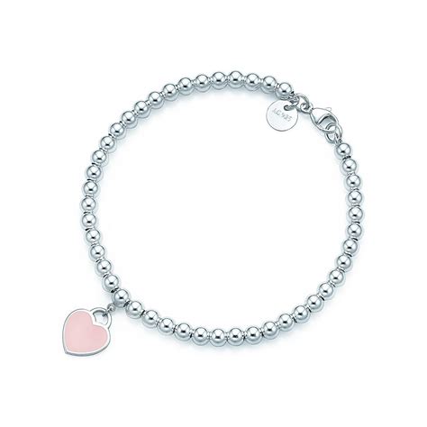 Return To Tiffany Bead Bracelet In Silver With Pink Enamel Finish