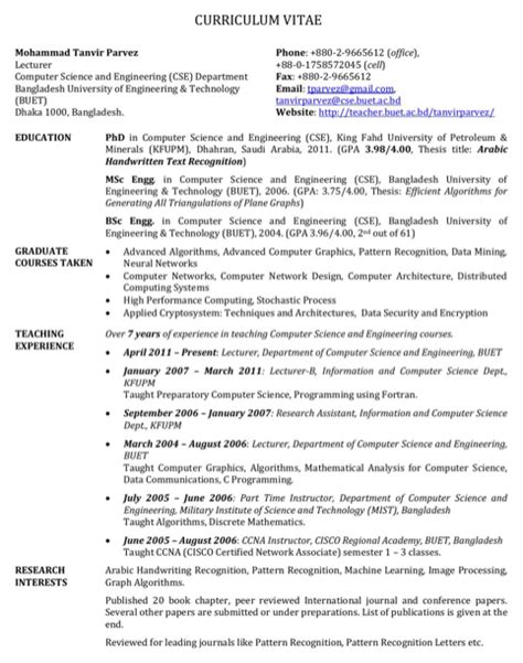 Curriculum vitae examples and templates. Download Bangladesh CV Template for Free - FormTemplate