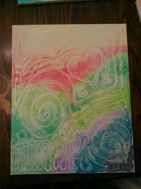 Watercolor On Canvas With Salt And Elmers Glue With Son Age 5 Watercolor Canvas Art For