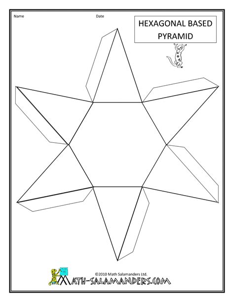 Free Printable Geometry Worksheets Hexagonal Based Pyramid Net Tabs