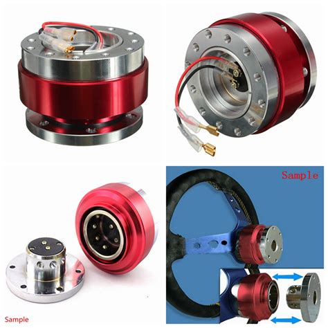 Universal Car Red Steering Wheel Quick Release Hub Adapter Snap Off