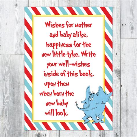 Dr Seuss Baby Shower Well Wishes Printable Sign