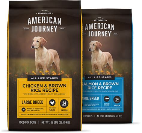 By reducing the number of total ingredients, american journey helps to lower the risk of dogs having an allergic reaction to these types of food. American Journey Large Breed Chicken & Brown Rice Protein ...