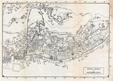 1925 Map Of Hong Kong Central District And Victoria Peak Central