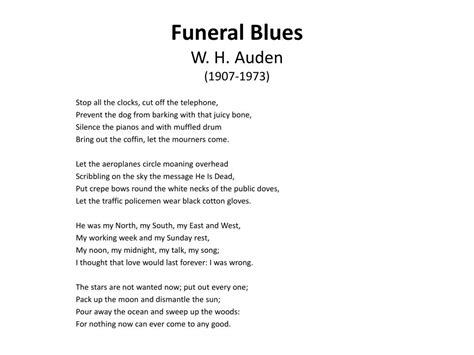 Funeral Blues Poem Structure Rafa