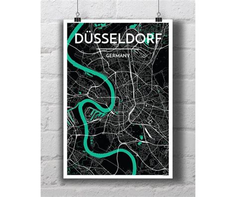 Dusseldorf Germany City Map Print Dusseldorf Chicago Map Art
