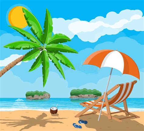 Landscape Of Palm Tree On Beach Stock Vector Illustration Of Coast