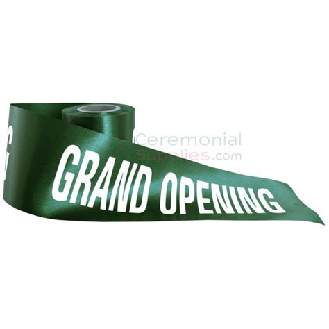Green Printed Grand Opening Ribbon Ceremonial Groundbreaking Grand