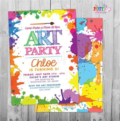 Paint Party Birthday Invitations Free Printable
