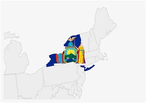 Premium Vector Us State New York Map Highlighted In New York Flag