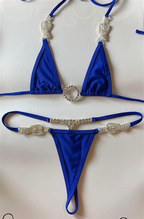 Sexy Micro Thong Swimwear Royal Blue Bikini Set Women Etsy