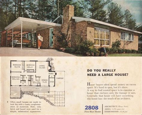 No 2808 Better Homes And Gardens House Plan 1960love The Carport