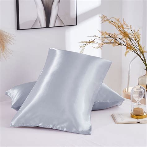 Silk Satin Standard Pillowcases Pair Multiple Color Options 48x73cm