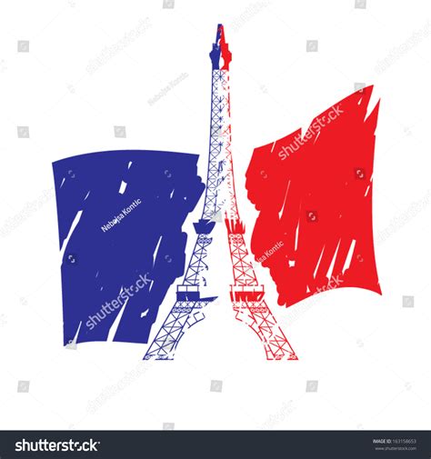 Seamless pattern on theme france vector. Eiffel Tower Isolated On The France Flag. Vector ...