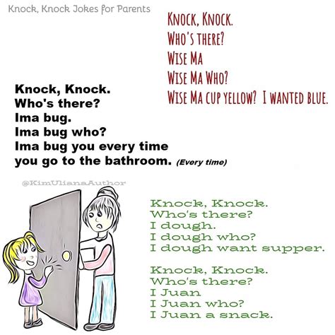 Kids, grandparents, and everyone in between gets a kick out of a but truth be told, even adults appreciate a good knock knock joke every now and then. Knock Knock Jokes for Parents by Kim Uliana | Knock knock ...