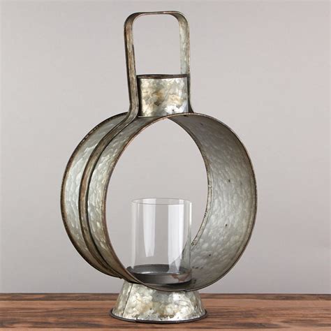 Galvanized Lantern Inspired Candle Holder Candles And Accessories Primitive Decor Factory