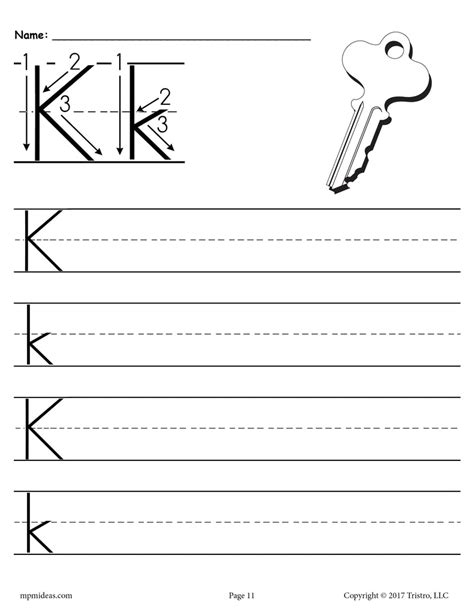 Free Printable Letter K Handwriting Worksheet Supplyme