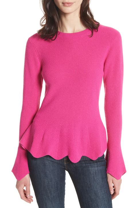 Ted Baker Peplum Sweater In Bright Pink Pink Lyst