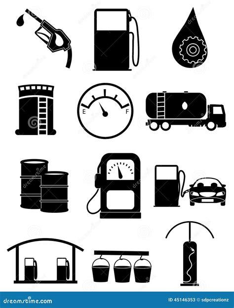 Gas Station Icons Set Stock Vector Illustration Of Nozzle 45146353