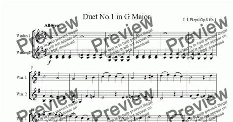 Pleyel 6 Duets Op8 For 2 Violins Download Sheet Music Pdf File