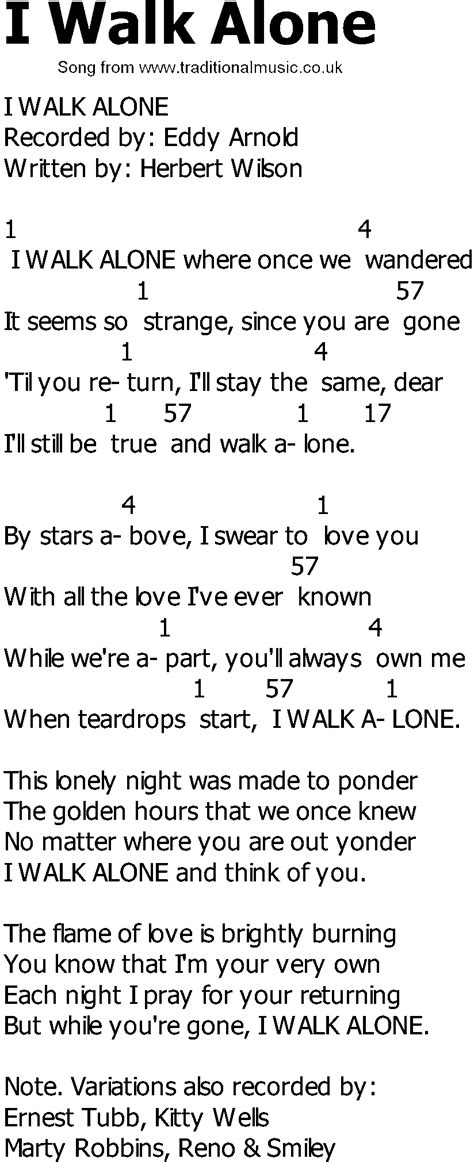 Old Country Song Lyrics With Chords I Walk Alone Hot Sex Picture