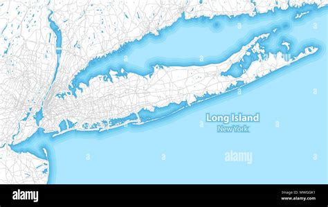 Two Toned Map Of Long Island New York With The Largest Highways Roads