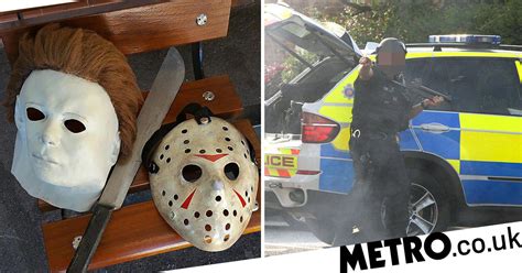 Masked Killers Surrounded By Armed Police Were Just Dressing Up For