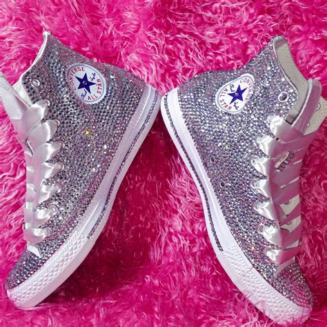 Whitesilver High Top Luxe Converse Bedazzled Shoes Bedazzled Shoes