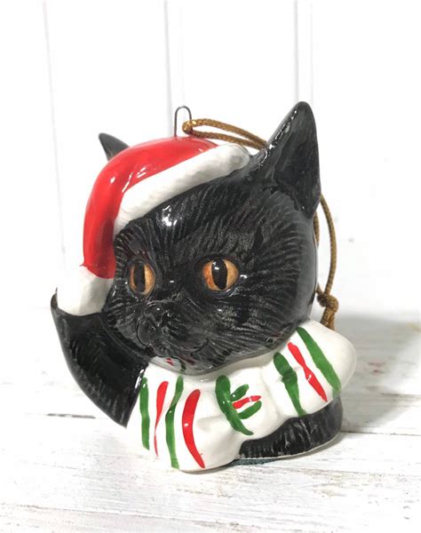 Vintage Black Cat Christmas Ornament