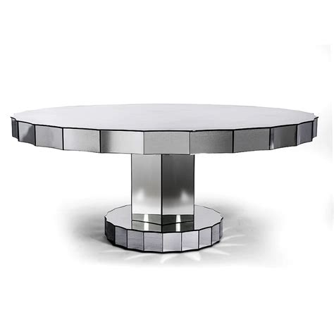 Venetian Mirror Glass Table Taylor Llorente Furniture Circular Dining Table Steel Dining