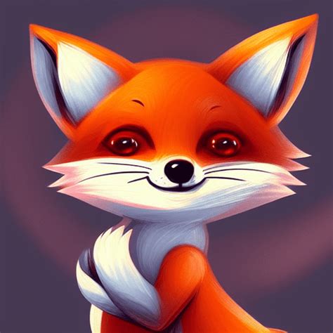 Kawaii Fox With Big Adorable Eyes Digital Painting · Creative Fabrica