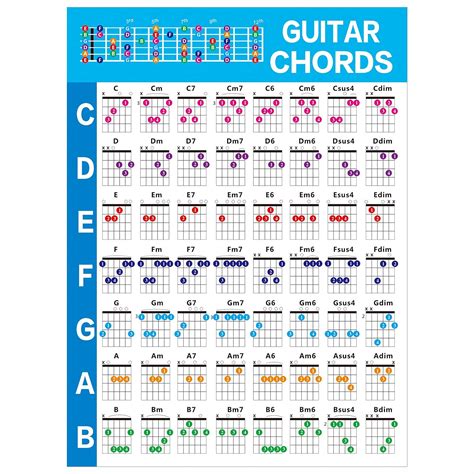 Buy Calidaka Guitar Chord Chartcolor Coded Guitar Fretboard Note Chart