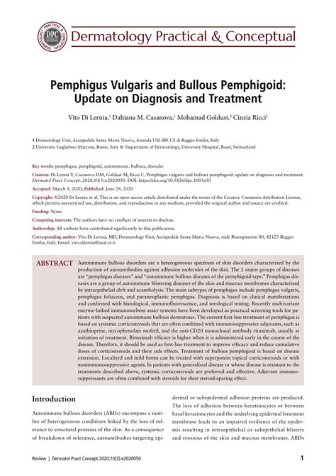 Pdf Pemphigus Vulgaris And Bullous Pemphigoid Update On Diagnosis