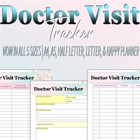 Doctor Visit Tracker Medical Planner Log Appointments Health Etsy