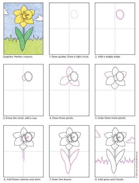 Views are actually ones who do stuff. Draw a Daffodil - Art Projects for Kids