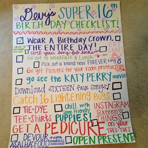 Sweet 16 Birthday Checklist Celebrate Birthday Pinterest