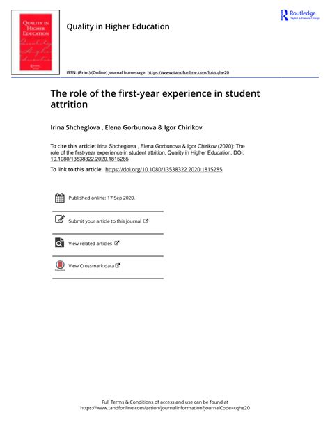 Pdf The Role Of The First Year Experience In Student Attrition