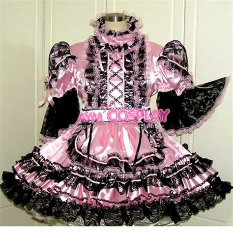 lockable sissy maid satin dress uniform tailor made[g1559] in women s sets from women s clothing