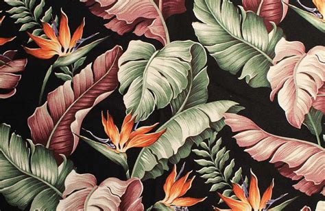 11 Tropical Leaf Print Barkcloth Fabrics In 31 Colorways Retro