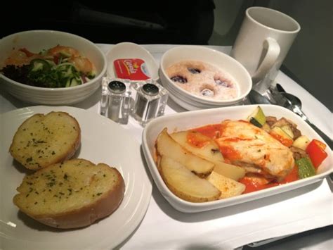 I'm not one to complain about airline food but the meal served was execrable, possibly the worst in 65 years of. Really nice seafood meal on board. plus a yummy guava ...