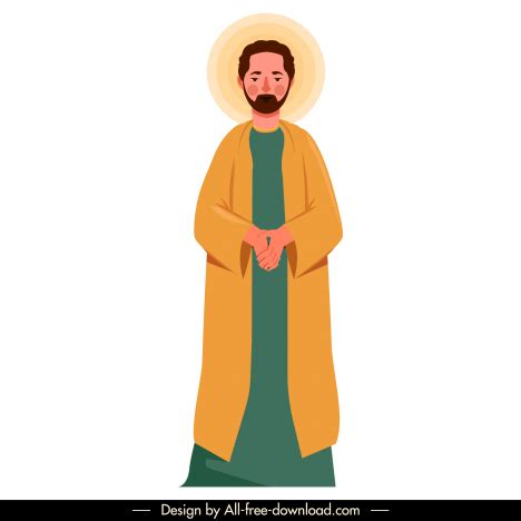 John Christian Apostle Icon Vintage Cartoon Character Design Vectors