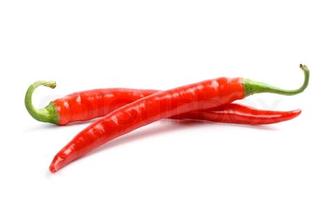 Two Red Chili Peppers Isolated On White Stock Image Colourbox