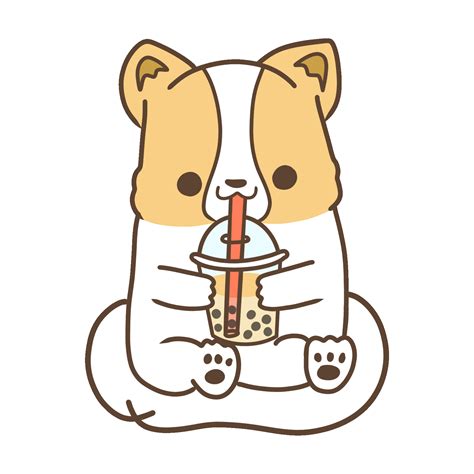 Bubble Tea Dog Sticker By Corgiyolk For Ios And Android Giphy