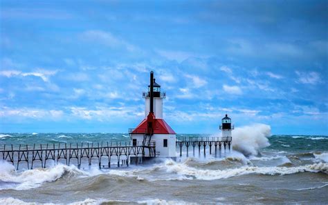 Lighthouse In Stormy Sea Hd Wallpaper Background Image